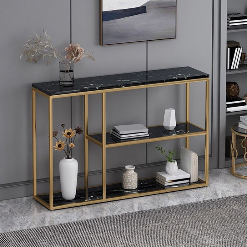 Contemporary Console Accent Table Antique Finish Console Sofa Table with Shelf