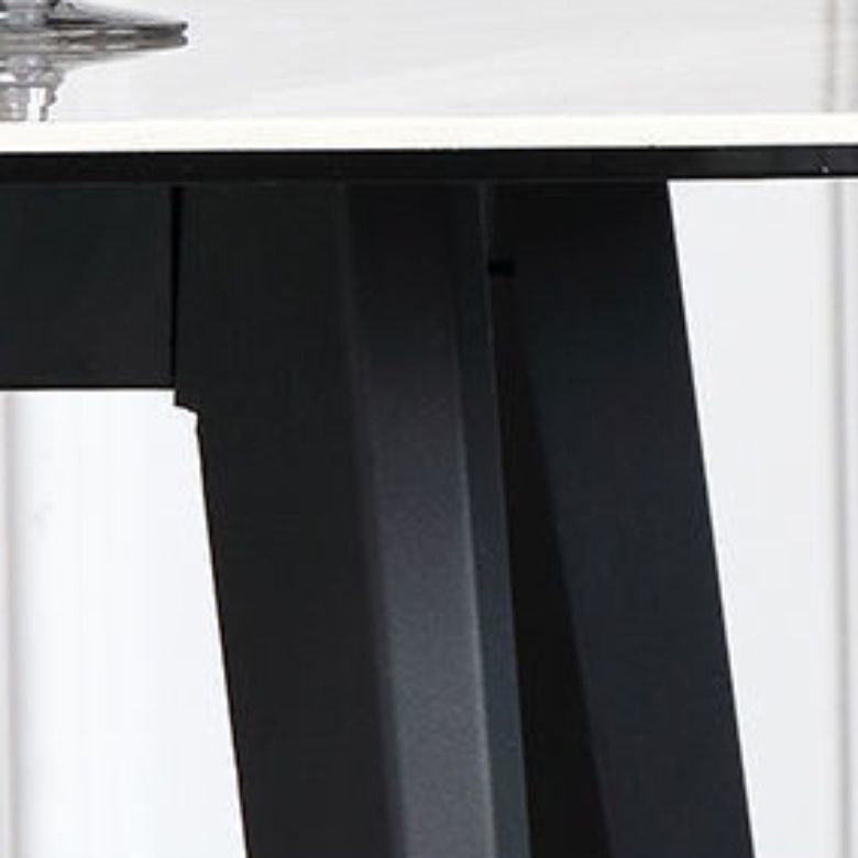 Contemporary Stone Rectangular Dining Table with 4 Steel Foot
