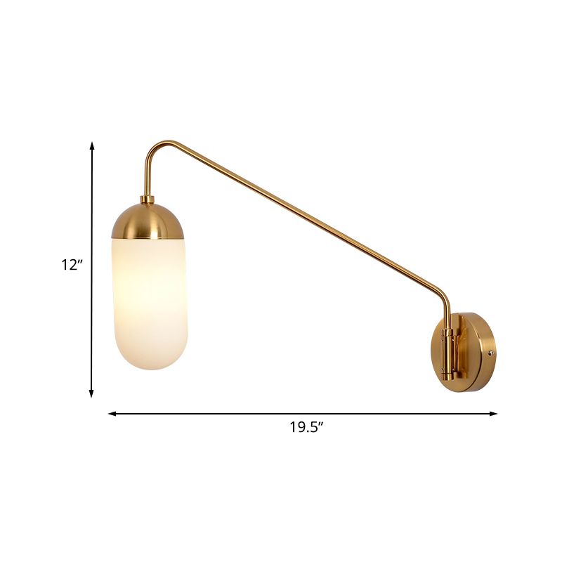 Nordic Tablet Frosted Glass Wall Sconce Lighting 1 Head Wall Light Fixture in Brass for Bedroom