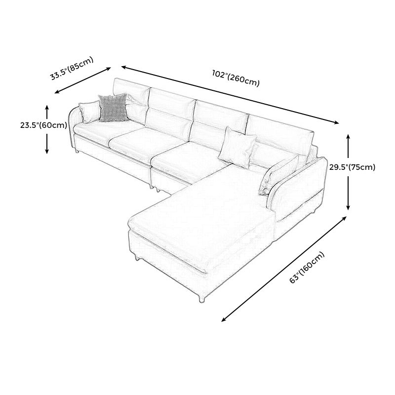 102.36"D x 62.99"W x 29.53"H Fabric Cushions Square Arm Sofa with Storage