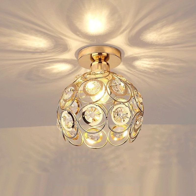 Crystal Global Flush Mount Light Modern 1 Head Ceiling Flush Light for Aisle