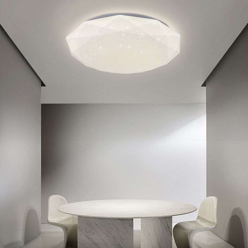 Modern Style Geometry Ceiling Light Metal 1 Light Ceiling Lamp for Bedroom in White