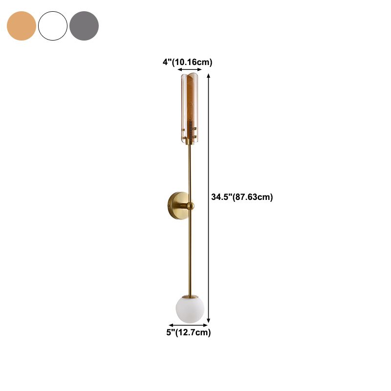 Industrial Glass Globe Wall Light Polish Finish Lighting for Dining Room