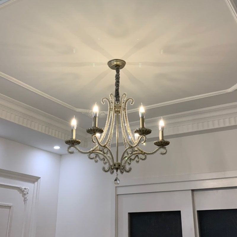Candle Chandelier Light Fixtures American Style Multi-Head Hanging Pendant Lights for Living Room