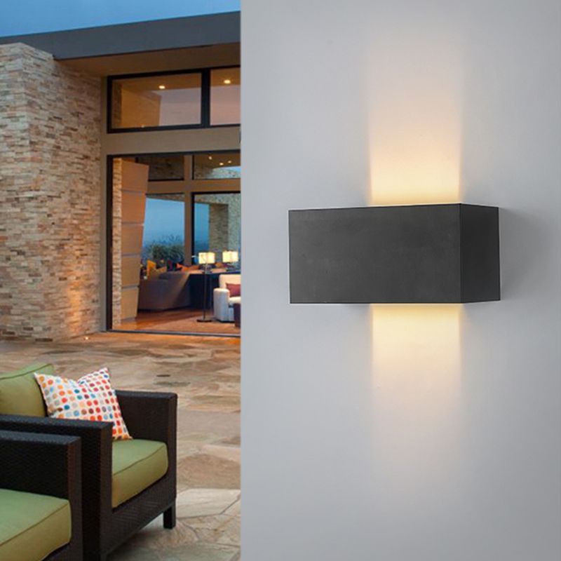 Black 4-Light LED Wall Lamp in Modern Simplicity Aluminium Rectangular Wall Light with Glass Shade