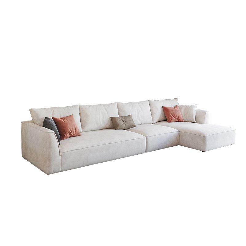 Beige 4-seat Flared Arm Sectional Scandinavian L-shape Sectional