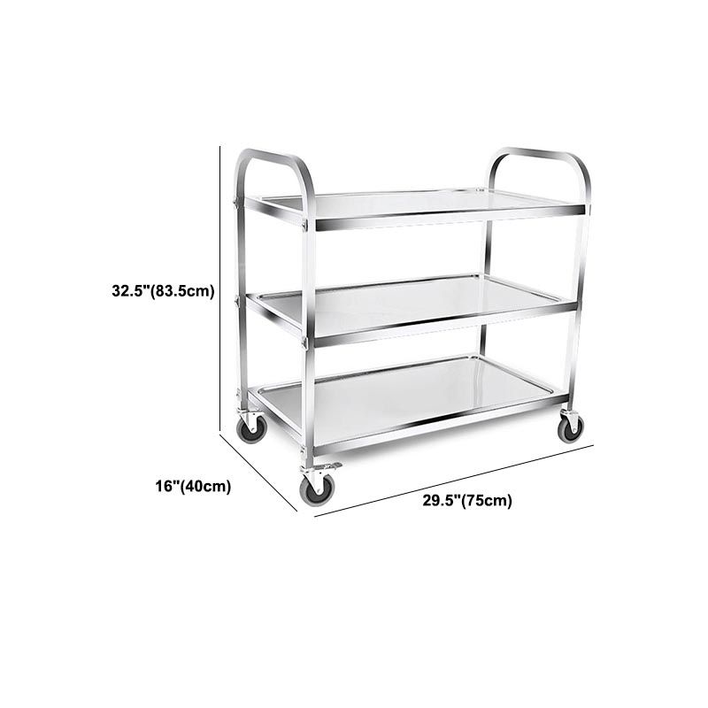 Contemporary Rolling Prep Table Metal Prep Table with Open Storage