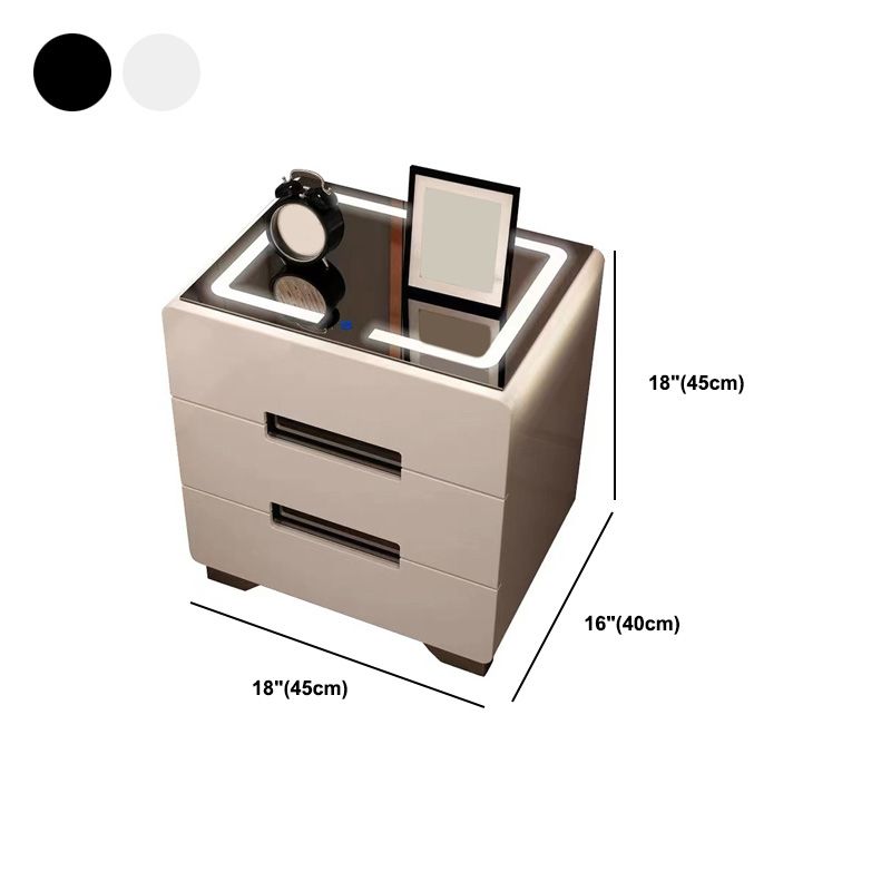 Metal Base Cabinet with 2 Drawers White/black Table Top Nightstand