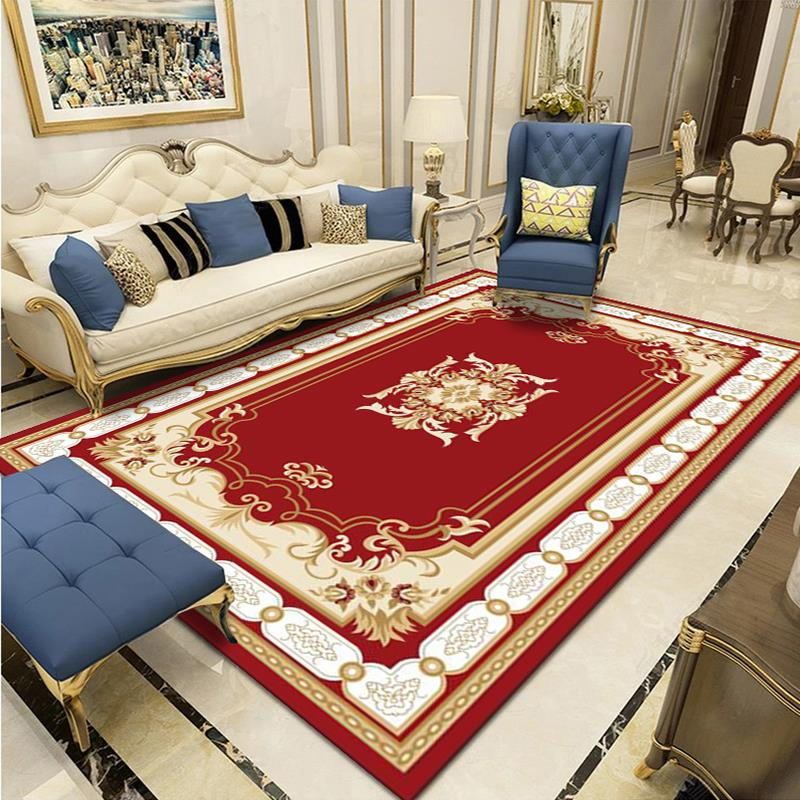 Navy Classic Rug Polyester Graphic Rug Non-Slip Backing Rug for Home Decor