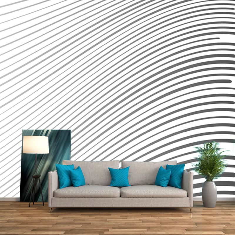 Black-White Minimalistic Wall Mural Large Tapered Stroke Wall Art for Living Room