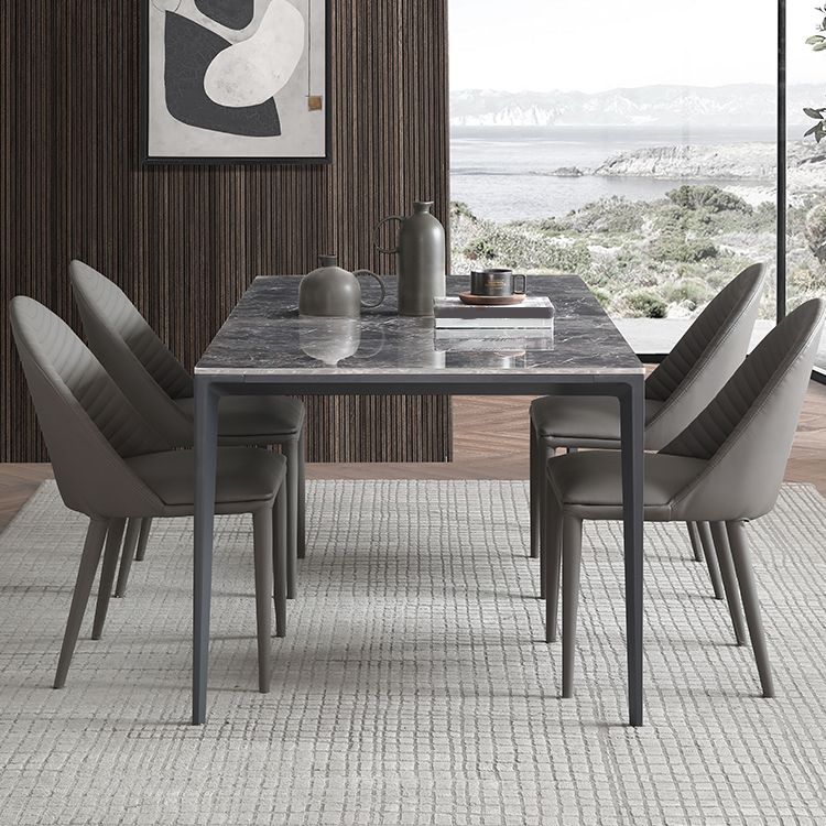 Simple Style Sintered Stone Table 4 Legs Aluminum Base Rectangle Table for Home