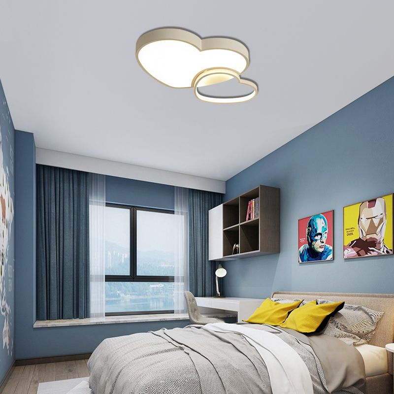 Modern Style liebevoll Herz Flush Licht Armatur Acryl 13 "/16.5" W LED Kinder Zimmer Flushmount Lampe in Pink/Weiß