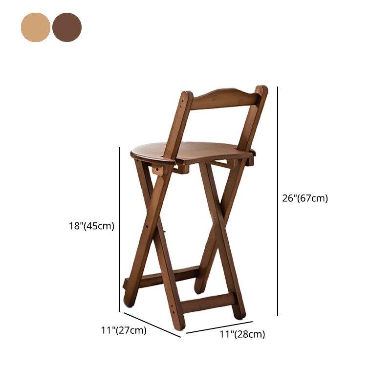 Modern Armless Backrest Counter Stool Wood Study Bar Stool with Wooden Seat and Pedal