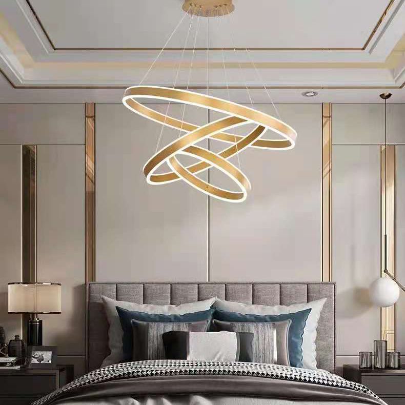 Rings Suspended Lighting Fixture Contemporary Style LED Metal Chandelier Lighting