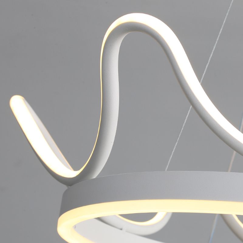 Contemporary Crown Shape Pendant Chandeliers Metal 2 Light Pendant Lighting in White