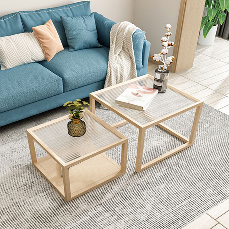 Scandinavian Solid Wood Square Coffee Cocktail Table in Natural