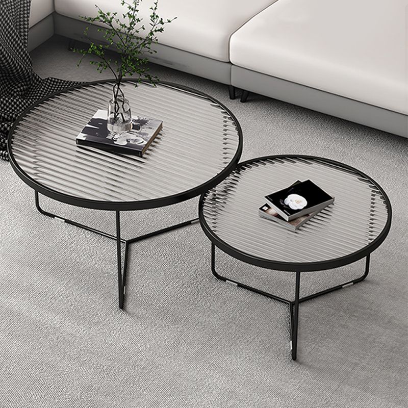 Trestle 2 Nesting Coffee Table Modern Tempered Glass 18'' Coffee Table Set