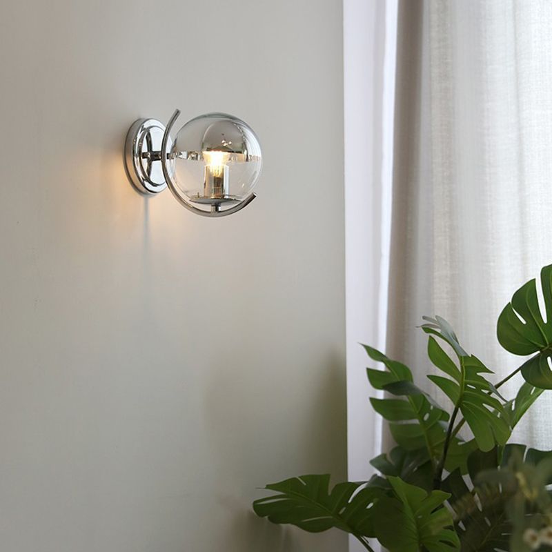 Single Modern Silver Wall Mounted Sconce Glass Wall Light for Living Room