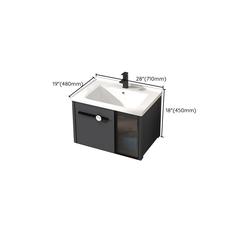 Rectangular Single Bathroom Vanity Modern Dark Gray Metal Base Vanity Set