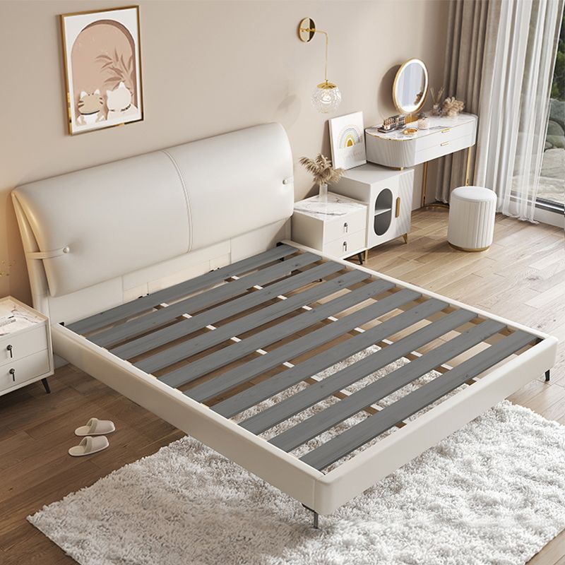 Wood and Upholstered Panel Bed Modernism 39.4" Tall Bed Frame