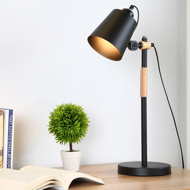 Metal Tapered Task Lighting Macaron 1 Head Yellow/Black/White Reading Book Light for Living Room