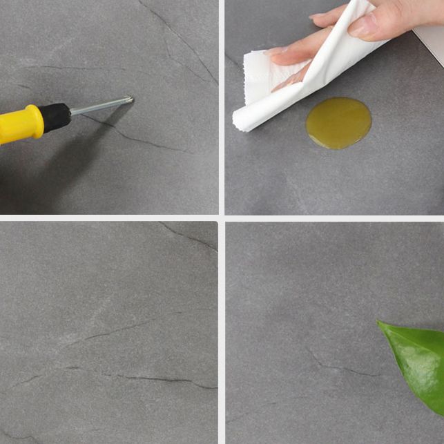 Modern Foldable Dining Table Round Grey Wood Tabletop with Metal Trestle Base