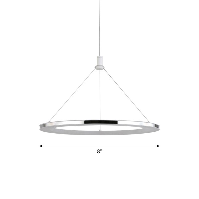 White Ring Pendant Light Fixture Simple 1/3/5-Head Acrylic Ceiling Suspension Lamp, 8"/12" Wide
