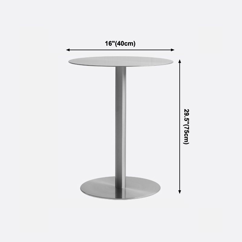 Metal Industrial Dining Table Stainless Steel Top Table with Pedestal Base