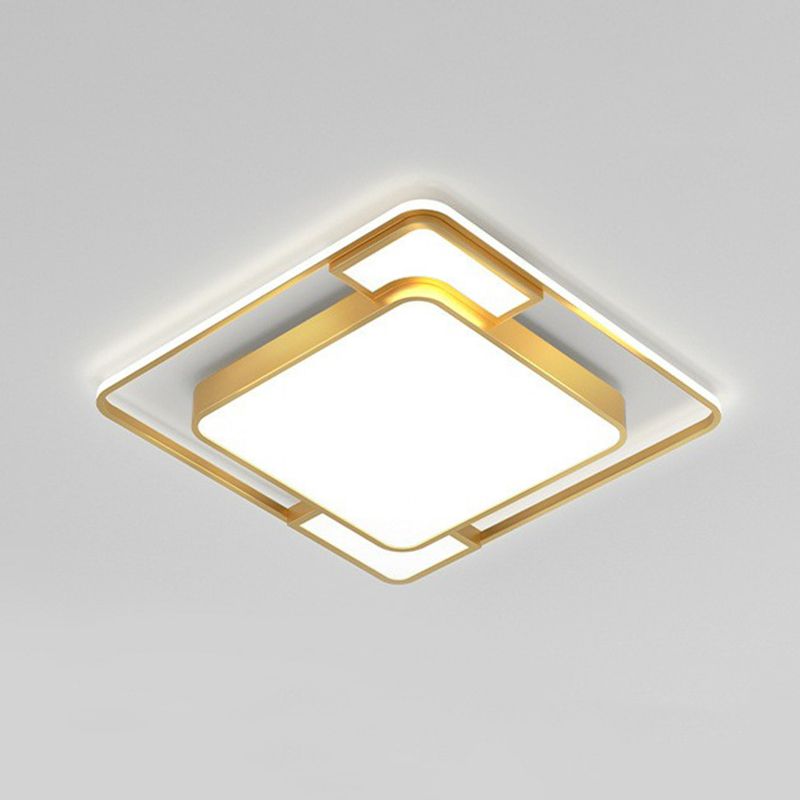 Gold Geometrical LED Flush Mount Modern Acrylic Flushmount Ceiling Light for Living Room