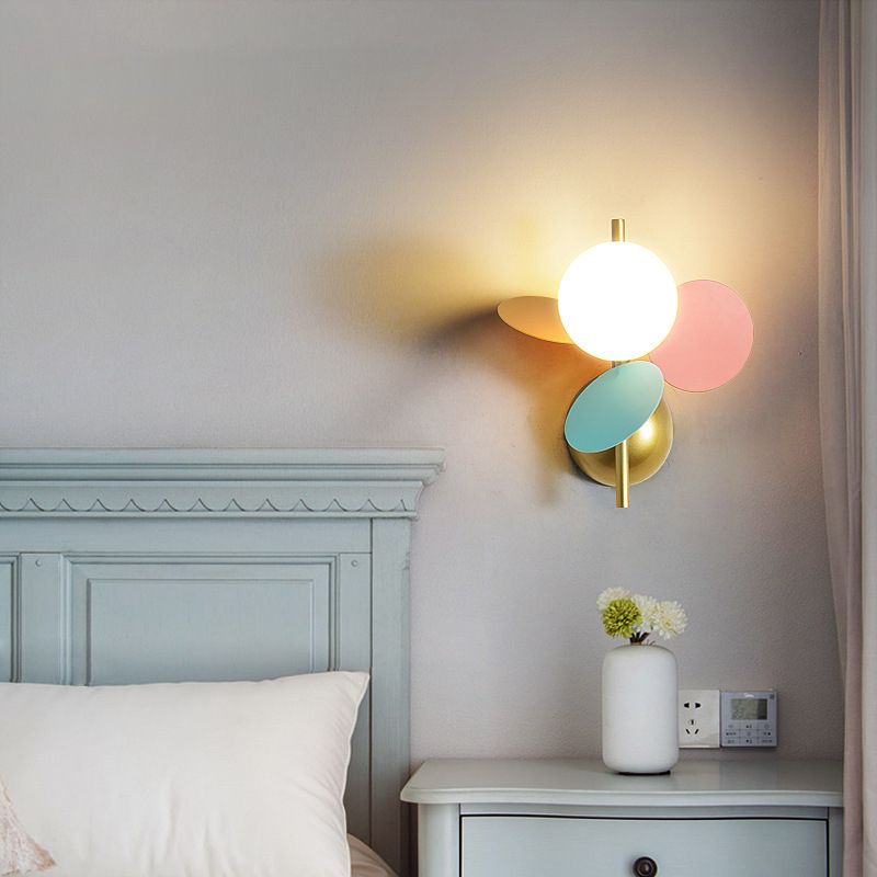 Macaron Ball Shade Wall Sconce Metal 1 Light Sconces for Bedroom