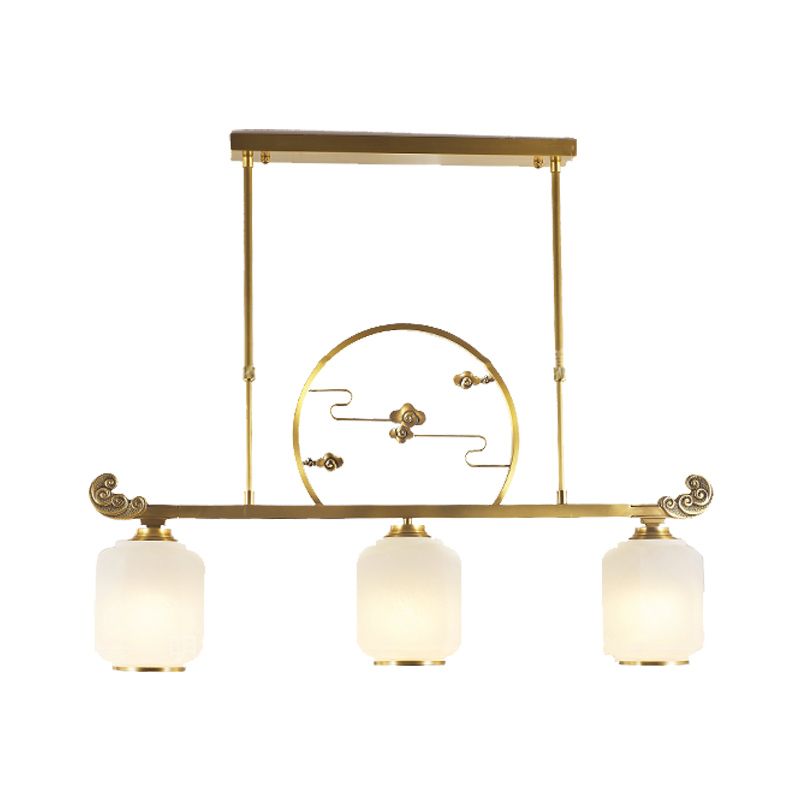 Luminaires d'éclairage de l'île du cylindre moderne Verre 3 Éclairage pendentif léger en or