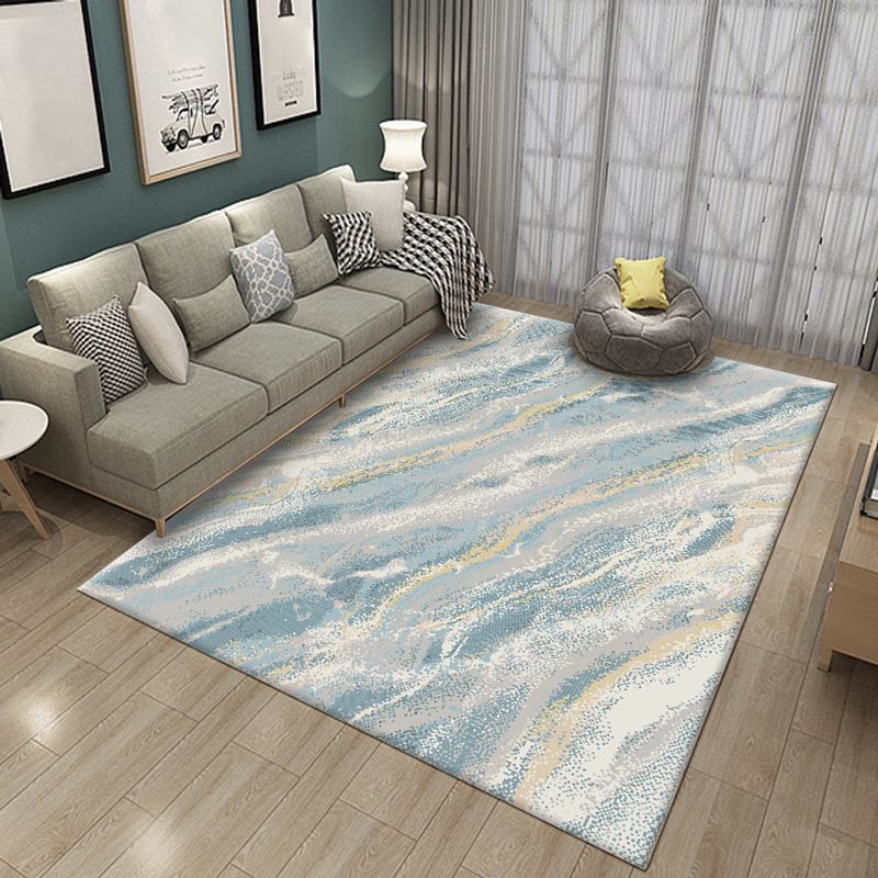 Modern Abstract Watercolor Rug Multi-Color Synthetics Rug Washable Anti-Slip Stain Resistant Area Carpet for Home