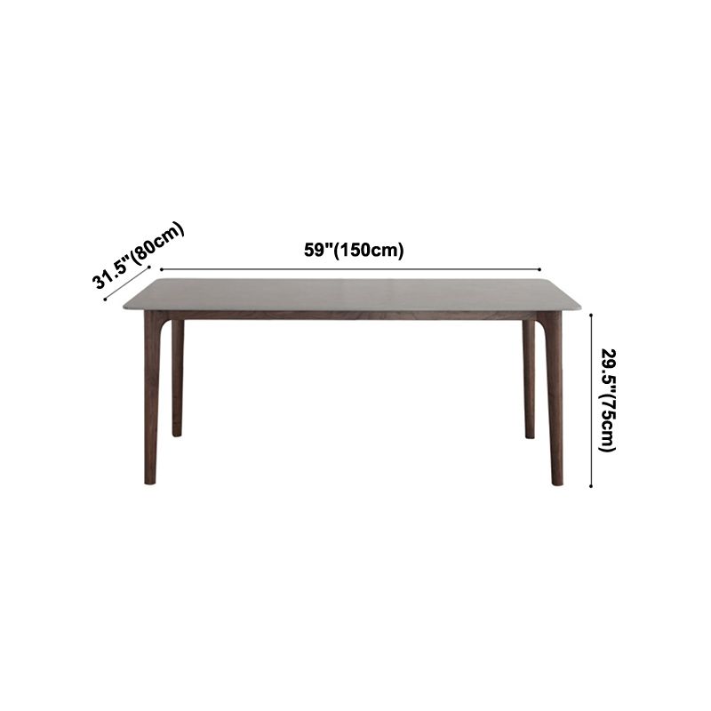 Rectangle Sintered Stone Dining Table Grey Stone Top Table with 4 Legs