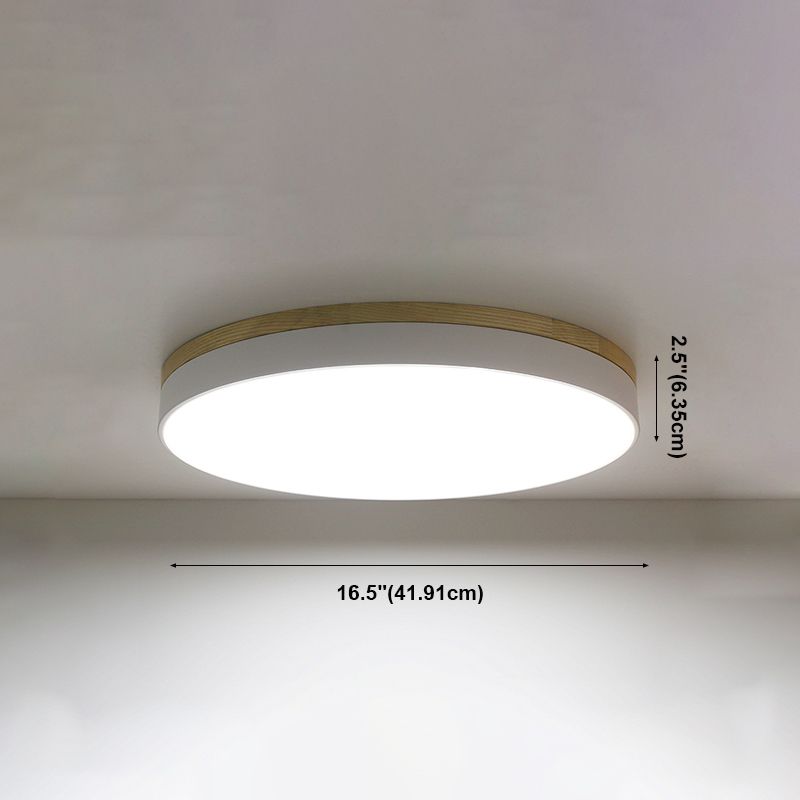Geometry Shape LED Ceiling Lamp Modern Simple Style Wood 1 Light Flush Mount for Aisle