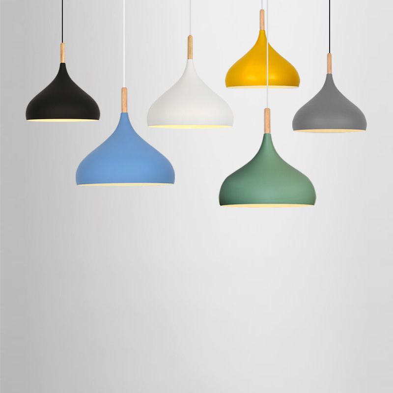 Pot Cover Shape Hanging Lighting Modern Metal 1 Light Pendant Lamp for Living Room