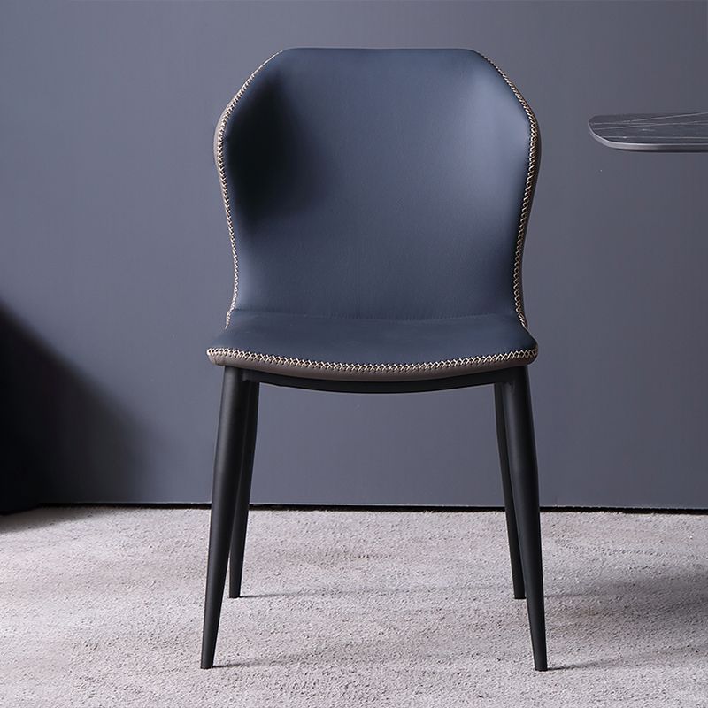 Industrial Style Wingback Parsons Chairs Leather Dining Armless Chairs (Set of 2)