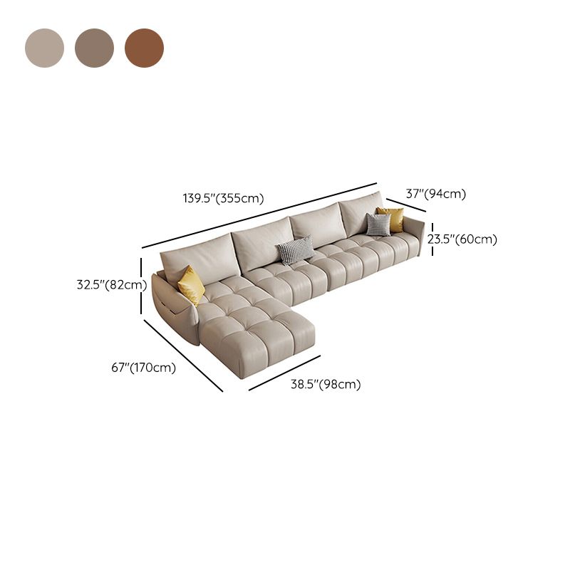 Nordic Pillows Square Arm Living Room Faux Leather Stationary Seating