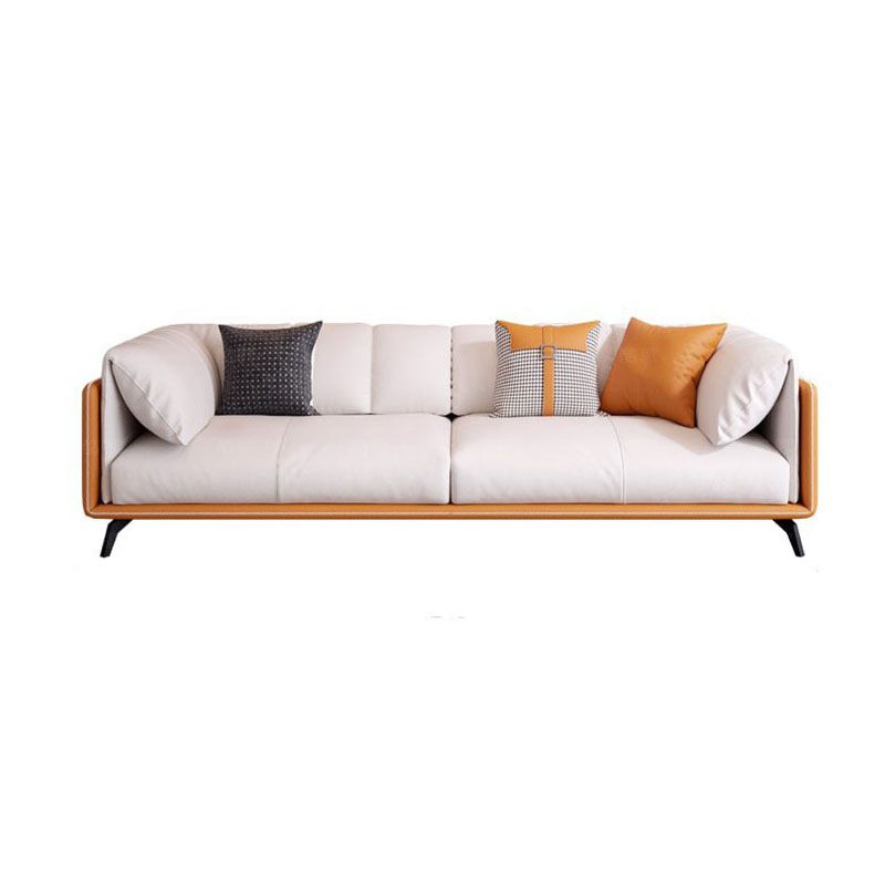 Contemporary Tuxedo Arm Sofa Stain Resistant Faux Leather Sofa