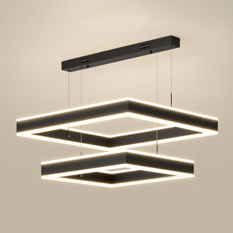 Luces de lámpara de araña de forma cuadrada moderna accesorios de iluminación de araña de metal en negro