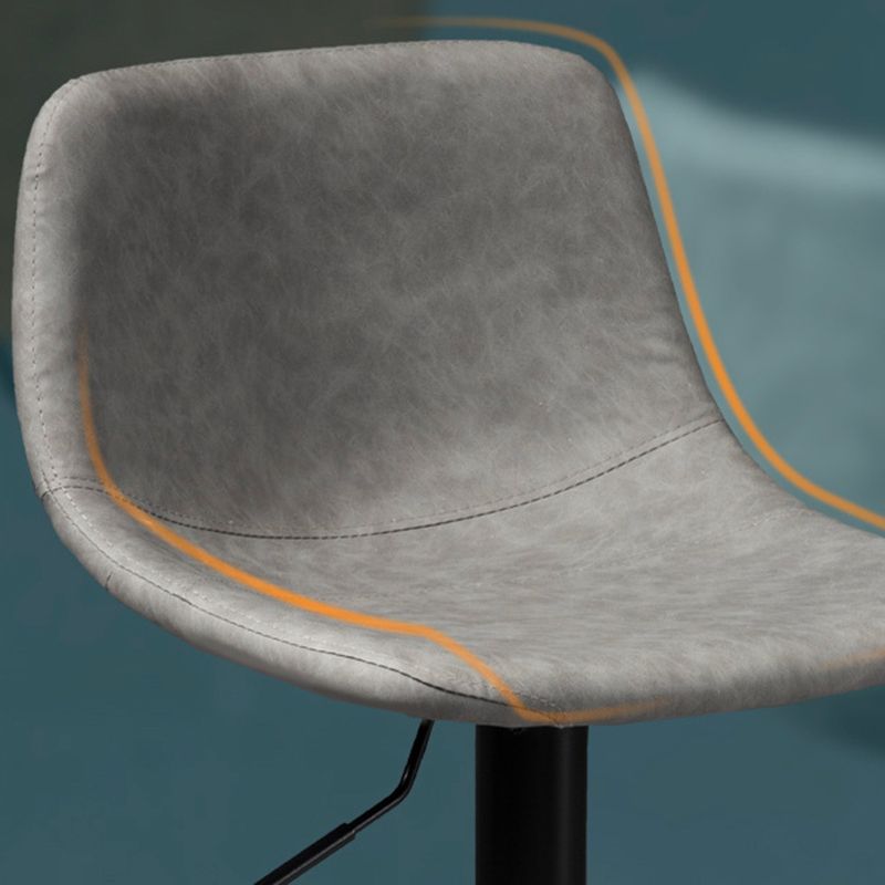 Contemporary Metal Stool Leather Upholstered Counter Stool in Matte Finish for Indoor