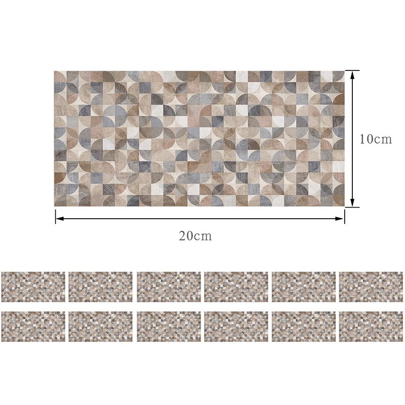 Geometric Semicircles Wallpaper Panels 12 Pieces Brown PVC Wall Decor, Peel off, 2.6-sq ft