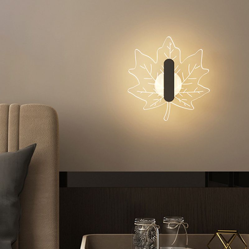 Metal and Acrylic LED Wall Flush Mount Contemporary in Black / White / Gold