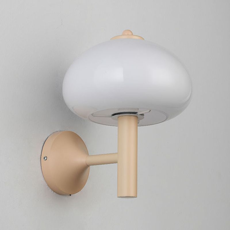Modern Metal Wall Sconce Mushroom Shape Wall Light with Glass Shade for Living Room