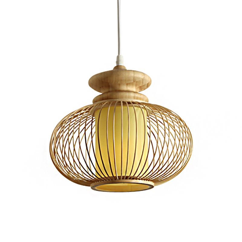 Urna Costa de iluminación Tradición de bambú 1 bulbo de lámpara de colgro de negro/madera para dormitorio, 10 "/12" de ancho