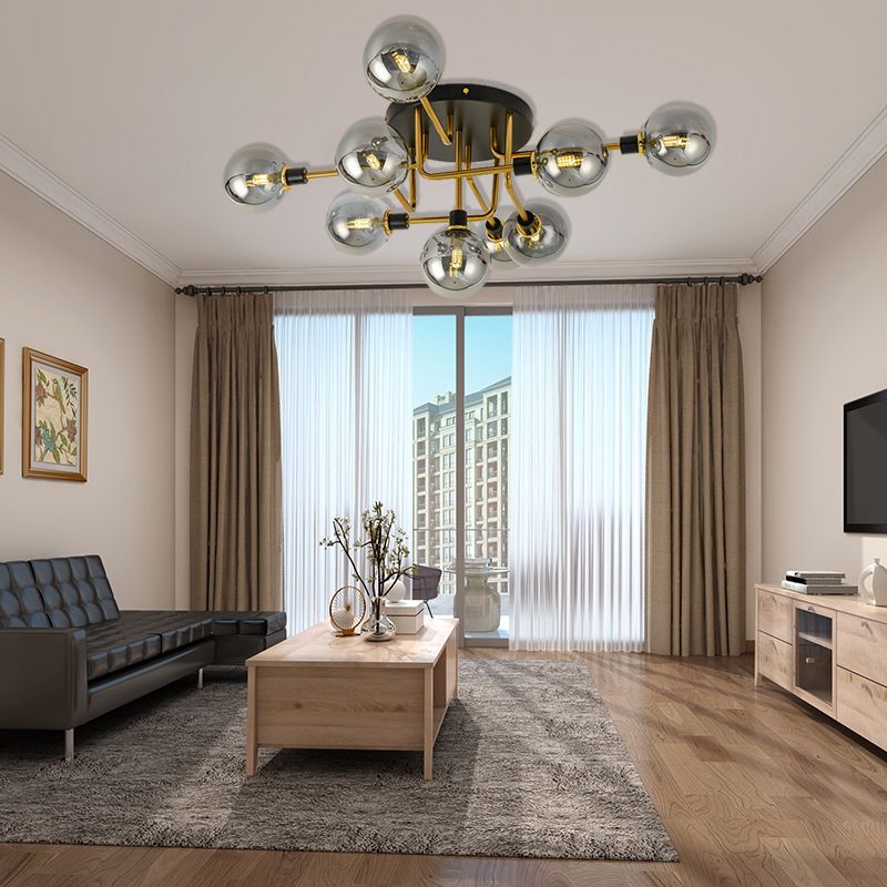 Sphere Shade Semi Plafond Mount Light Multi-Head Modern Moden Mermor Metal Plafond Plafond for Hotel