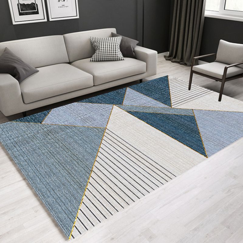 Minimal Multi-Color Geometric Rug Synthetics Contemporary Carpet Machine Washable Pet Friendly Anti-Slip Backing Rug for Great Room