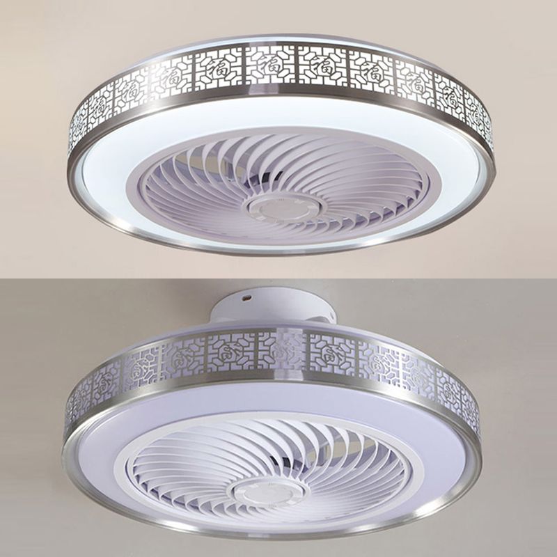 Drum Metallic LED Affermazione del ventilatore a soffitto Funzione semi -filo moderna Light per sala da pranzo