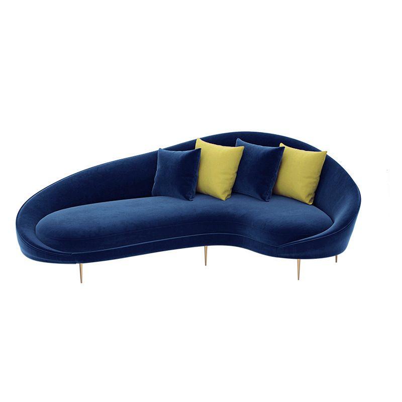 Contemporary Velvet Solid Color 33.46" H Curved Slope Arm Sofa