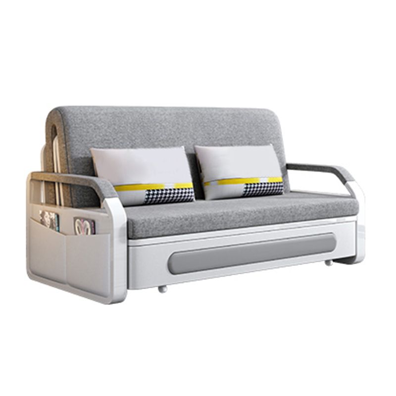 33.46" Wide Sleeper Sofa Light Gray Linen Sofa Bed with Storage