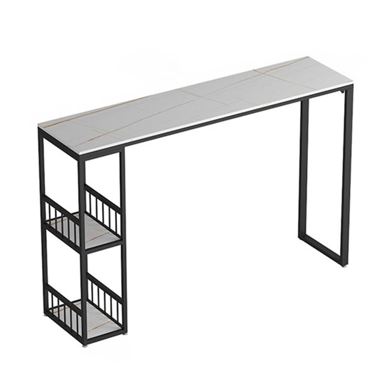 Contemporary Bar Table Stone Bistro Bar Desk with Double Pedestal